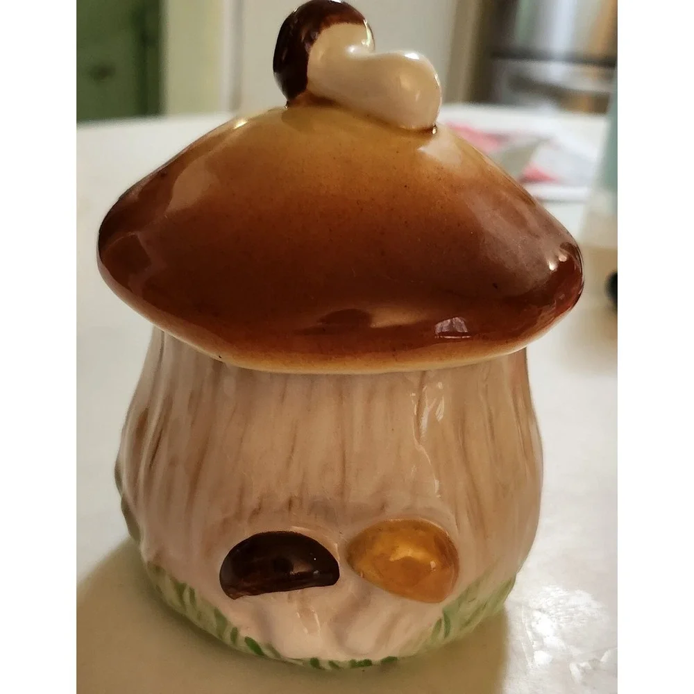 VINTAGE LEFTON MUSHROOM HONEY SUGAR JAM JAR H6363 MADE IN JAPAN‎